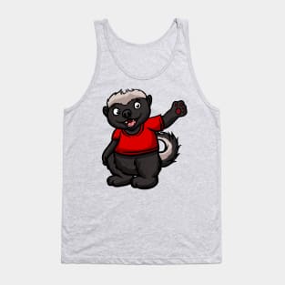 Cute Anthropomorphic Human-like Cartoon Character Honey Badger in Clothes Tank Top